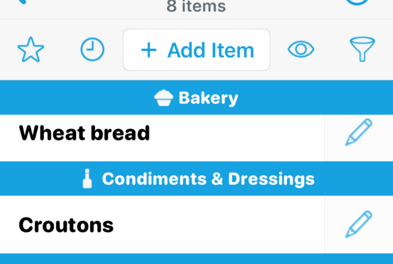 Grocery list to control spending